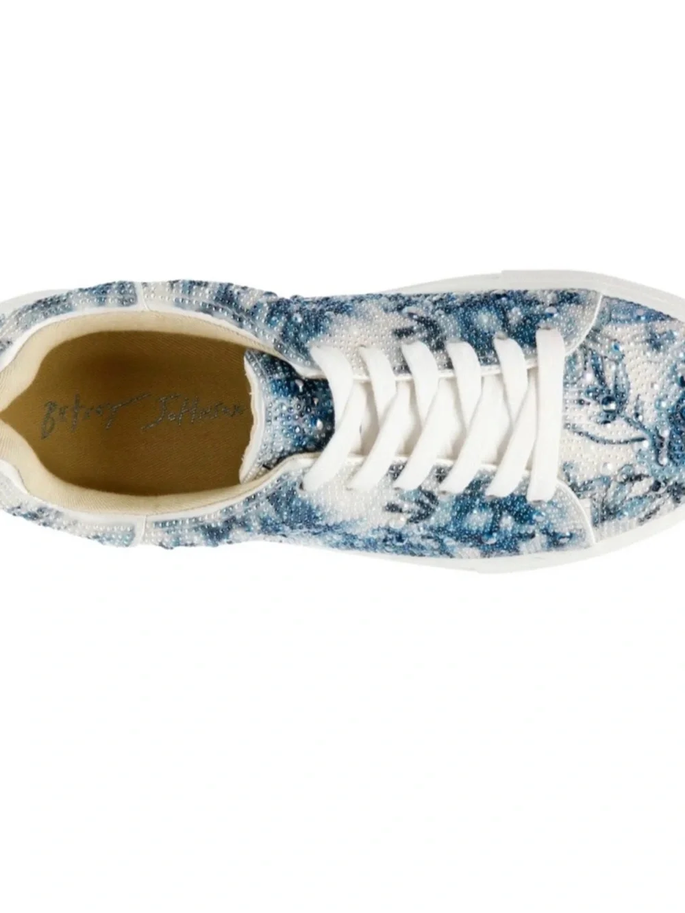 Betsey Johnson Sidny Blue Floral Sequin Sneakers - Sz 7.5 - Picture 3 of 12